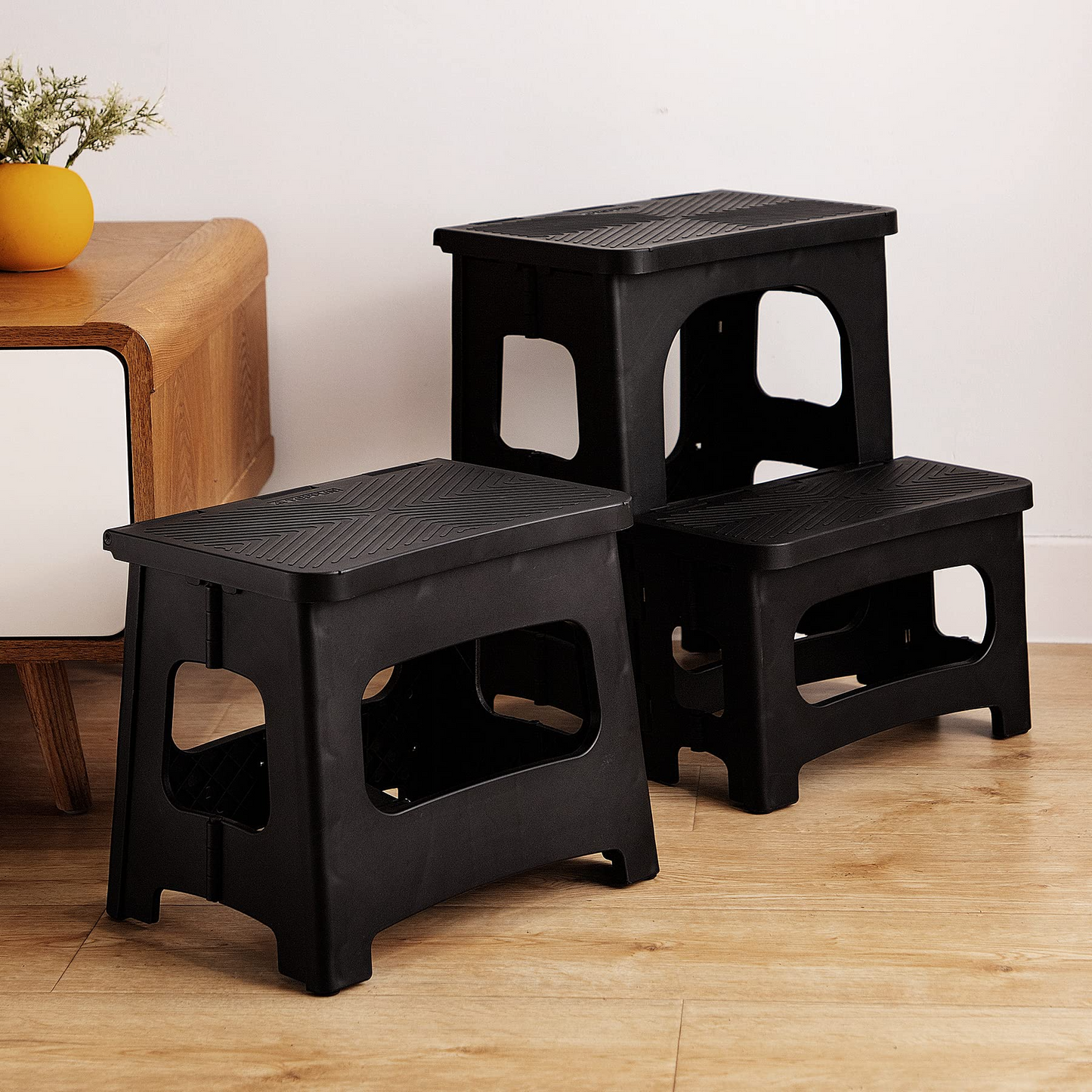 Topfun 8“ 17” Folding 2-Step Stool, Non-Slip Footstool for Adults or Kids,